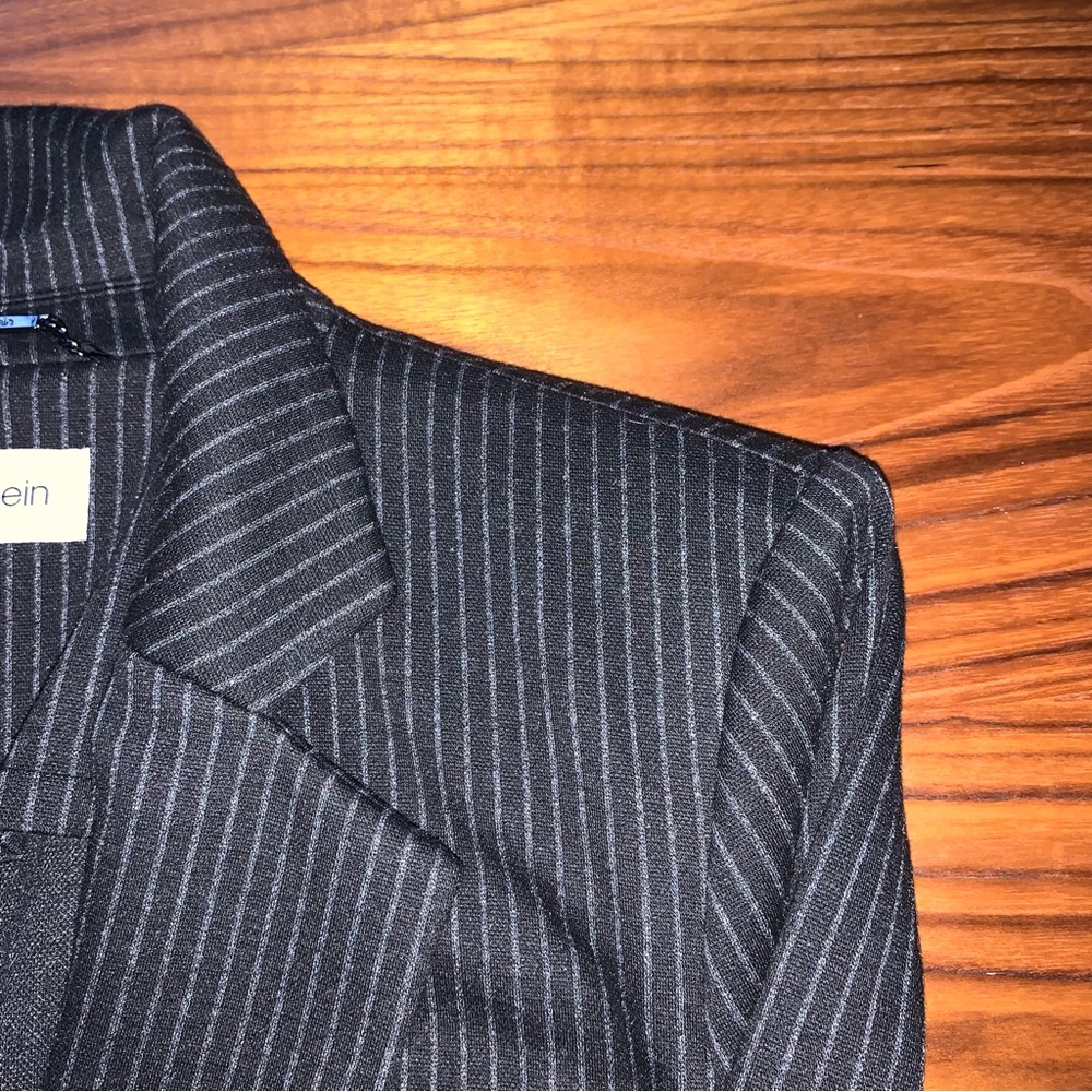 NWT Calvin Klein Women's Black Pinstripe Blazer Jacket - Picture 4 of 16